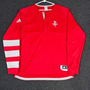 Adidas Houston Rockets NBA Shooting Shirt Mens Large Red Long Sleeve Warm Up